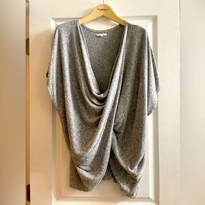 Heathered Gray Drape Front Dolman Sweater